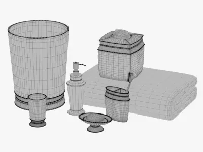 Chic Aqua Trim Bath Accessories 3D model