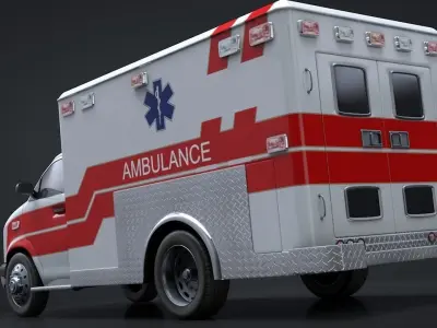 Ambulance Box Truck Rigged C4D Low-poly 3D model