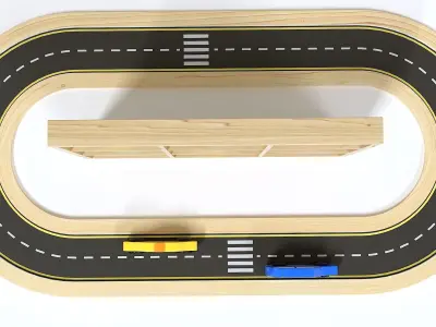 Doug Wooden Car Set and road 3D model