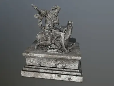 Neptune  Statue Low-poly 3D model