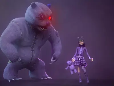 Goth Annie Stylized-Game Ready Low-poly 3D model
