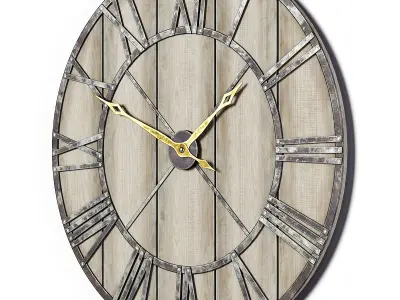 Decorative Rustic Wall Clock Low-poly 3D model