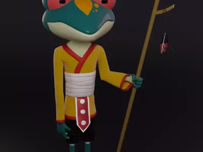 dweller frog holding stick 3D model