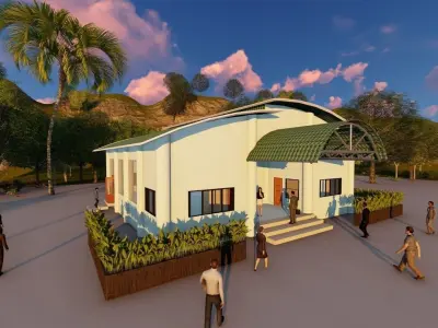 Cafeteria or Canteen Design  Low-poly 3D model