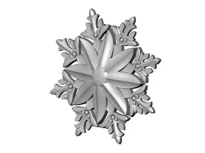 Faceted floral leaf crown rosette carving molding relief onlay 3D print model