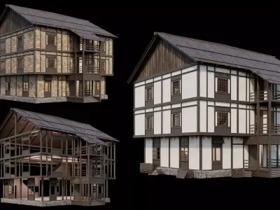 Medieval Village Pack 02 - 3 Assets - 4K Textures Game Ready Low-poly 3D model