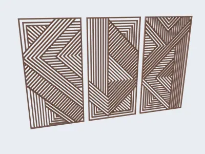 Wooden wall decor  Low-poly 3D model