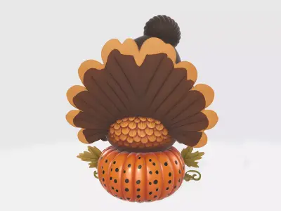 Adorable 3D Printed Turkey with Pumpkin 3D print model