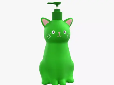 Cat Liquid Soap Dispenser Green Version 3D model