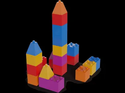 Cars and action games Building Blocks Low-poly 3D model buy