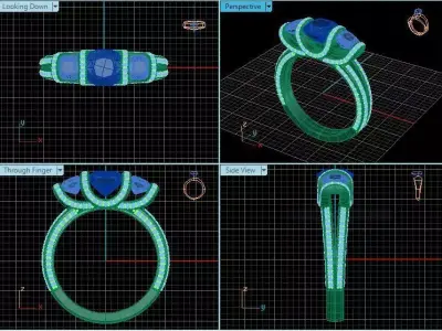 3 stone luxury ring  3D print model