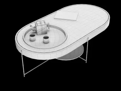 Modern coffe table with decor elements 3D model