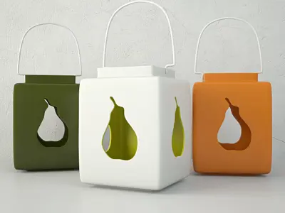 Ceramic Lanterns with Apple and Pear CutOut 3D model