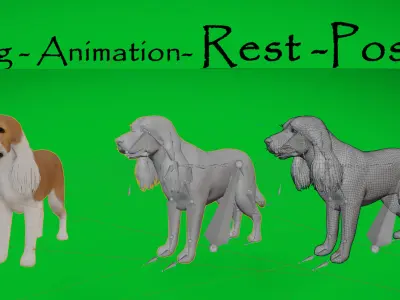 English Cocker Spaniel Dog Low-poly 3D model