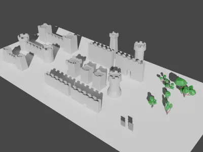 Low Poly Modular Castle Asset for Free Free low-poly 3D model