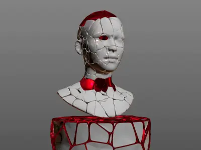 Crack Statue Sculptures 3D 3D model