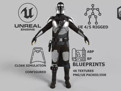 The Mandalorian GameReady Rigged Low-poly 3D model