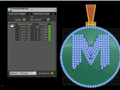 M Pendant 3D print model