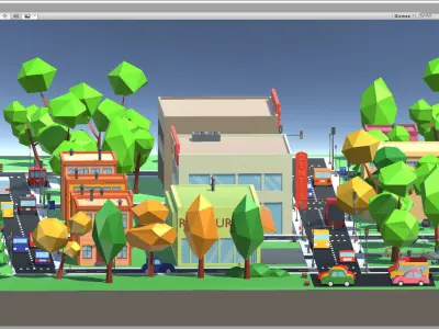Cartoon Town pack Low-poly 3D model