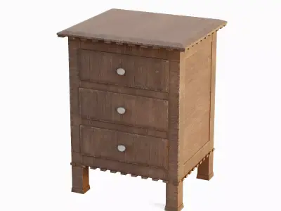 Old Wooden Dresser 01 Low-poly 3D model