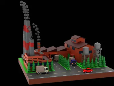 Factory Warehouse H12 Low-poly 3D model