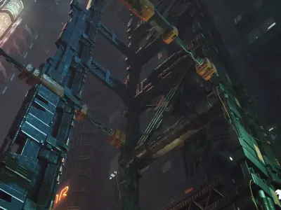 Cyberpunk Futuristic Structures Set 21 Assets  Low-poly 3D model