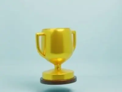 3d Golden Trophy Illustration Rendered 3D model