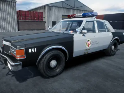 80s Police car unity asset Low-poly 3D model