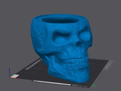 Skull with Rattlesnake - Eyes Closed - Hollow Inside 3D print model
