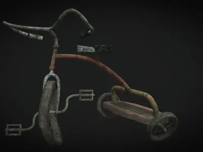 Low Poly 3D model cycle  Old Tricycle 3D models Low-poly 3D model