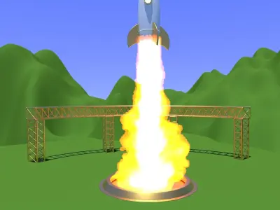Rocket Ascension cartoon animation Free 3D model
