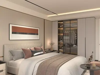 Modern Bedroom Scene 43 3D model
