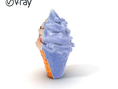 Ice Cream Cone with Chocolate Chips Model Pack Low-poly 3D model
