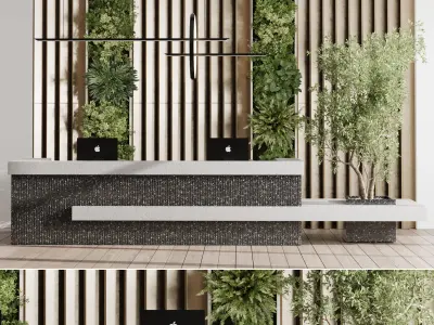 Reception desk - office furniture - Vertical Wall Garden Low-poly 3D model