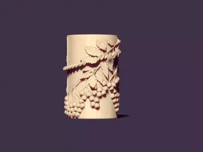 Autumn candle with mountain ash 3D print model