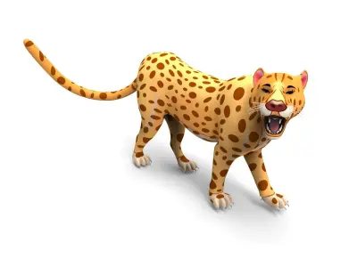 3D Rigged And Animated Cartoon Leopard Low-poly 3D model