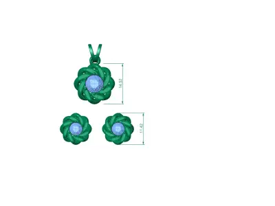 Pandent set stone pendant and earring 3D print model