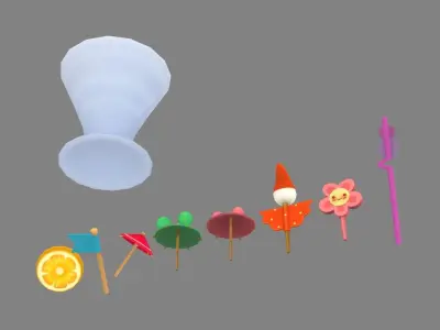 Cartoon cocktail drink decorations Low-poly 3D model