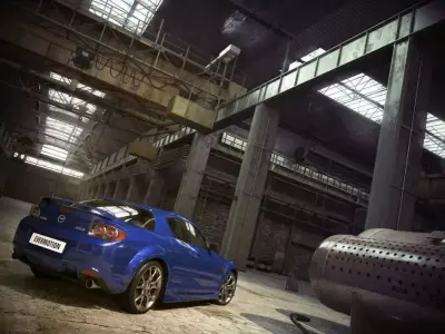 Industrial Interior With A Car Mazda 3D model
