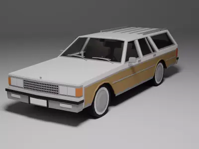 Low Poly 1980s Station Wagon 3D Model Car13 Low-poly 3D model