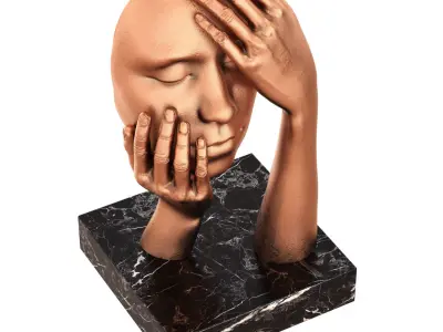 Statuette face in hands 3D model