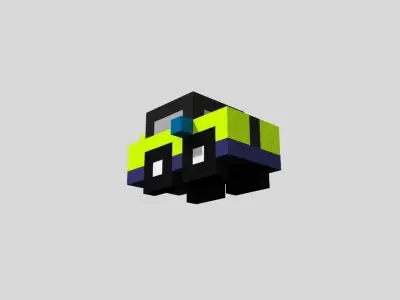 Voxel Small Car Low-poly 3D model
