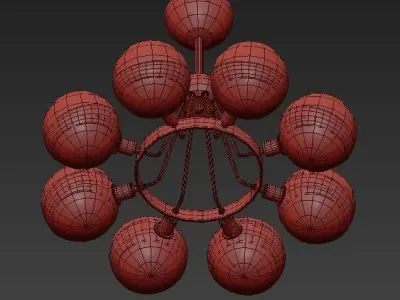 Hold Ball Brass Chandelier 8 3D model