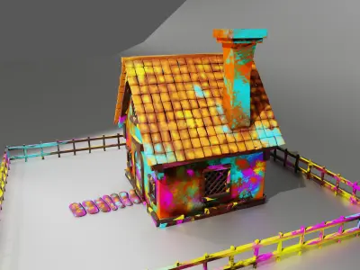 Stylized Colorful Cottage House 3D Model Low-poly 3D model