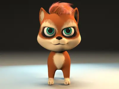 cartoon little fox Low-poly 3D model purchase