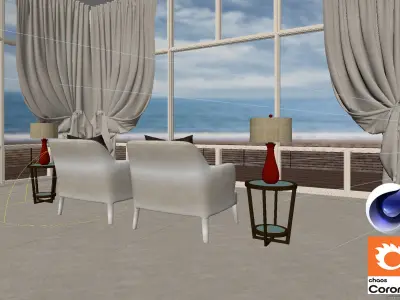 Living Room 11 - Corona- C4D 3D model