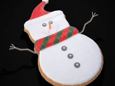 Adorable Snowman Christmas Cookie Low-poly 3D model
