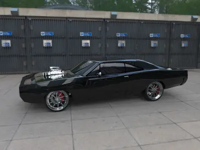 Dodge Charger RT 1970 Super Charger Low-poly 3D model