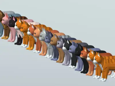 LowPoly Kittens Pack Low-poly 3D model