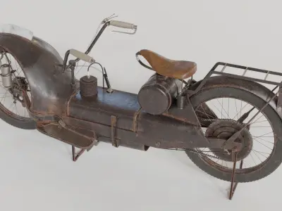 1921 Ner-a-car classic bike black PBR textured model 3D model